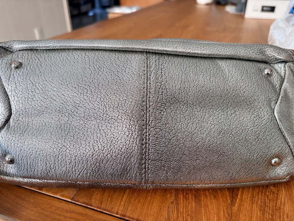 Aimee Kestenberg Fifth Avenue Pewter Leather Metallic Crossbody Bag - Picture 11 of 15